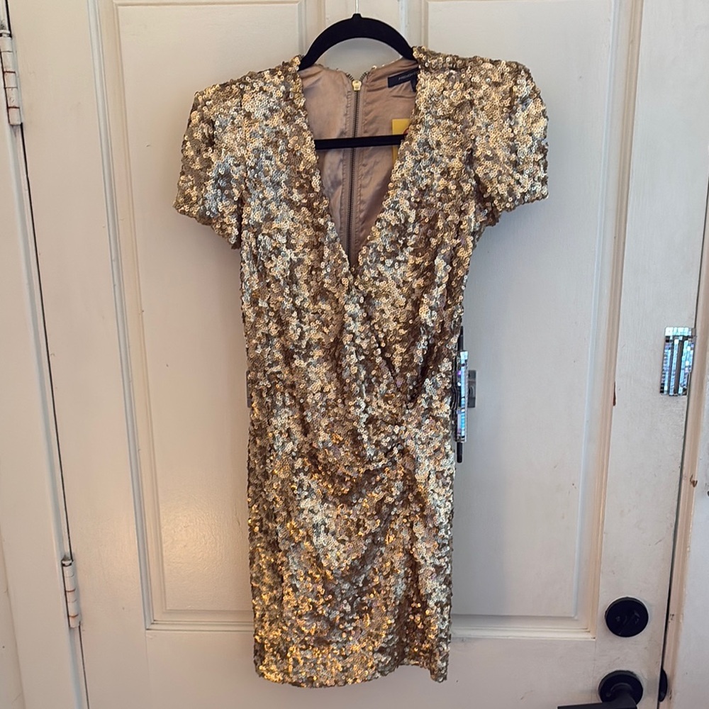 French Connection Gold Sequin Dress